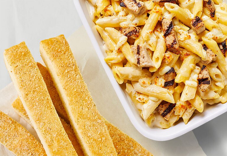 Creamy Chicken Alfredo with Breadsticks
